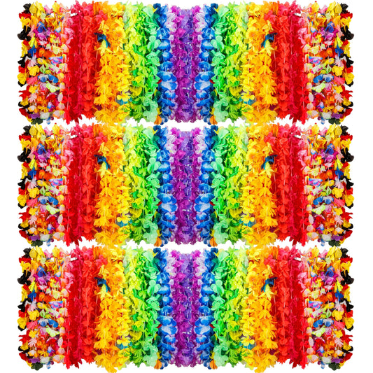 AMAZING TIME 200 Count Hawaiian Lei Bulk, Tropical Luau Hawaii Theme Silk Flower Necklace, Party Favors for Beach Holiday Wedding Birthday Party, Aloha Summer Party Decorations