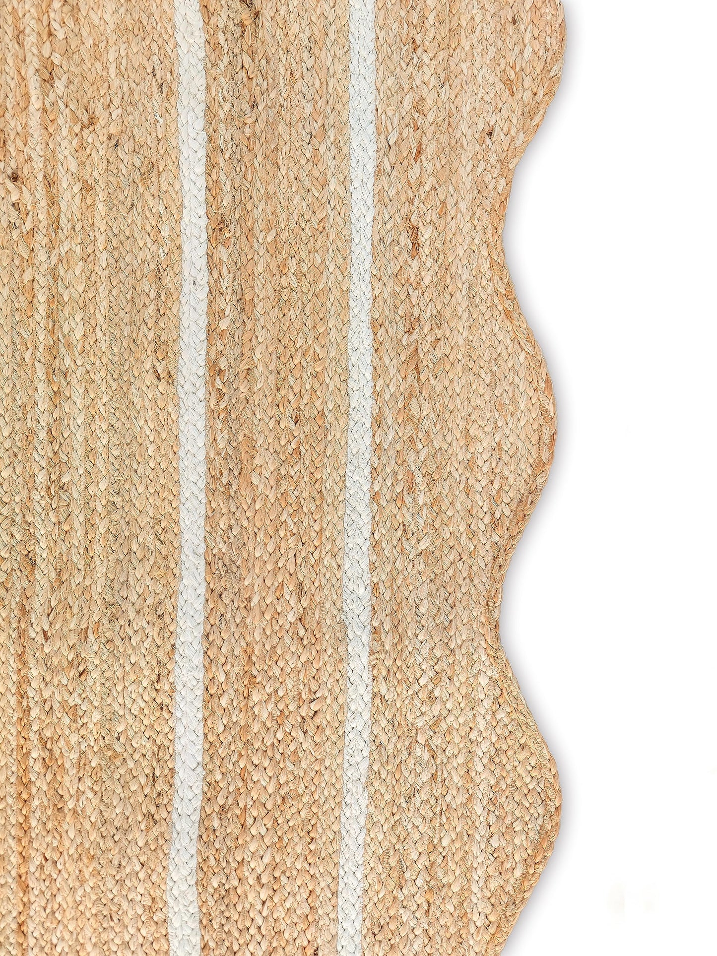 Weaving Village 2'x6' Jute Scalloped Boho Jute Runner Rug, Off White