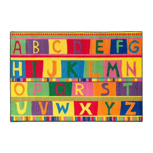 Flagship Carpets ABC Tapestry Machine Washable Educational Rug for Childrens Classroom, Home Learning and Playroom Rug or Children's Bedroom Carpet, 4' x 6', Multicolor