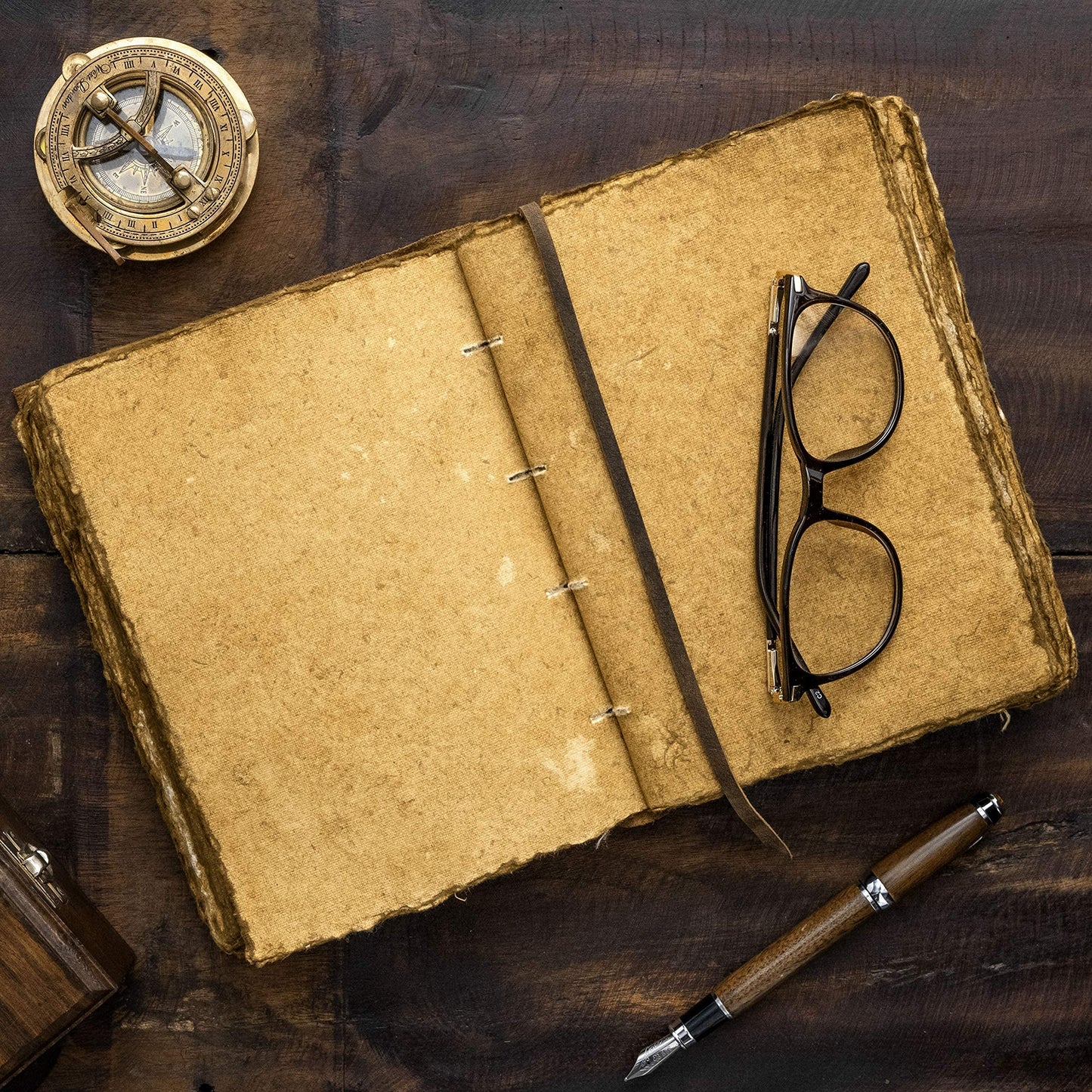 NomadCraftsCo. Leather Journal - Vintage Leather Journal with Bookmark, Book of Shadows Journal, Grimoire Journal, Witch Journal, Vintage Journal for Men and Women, 200 GSM Antique Deckle Edge Paper