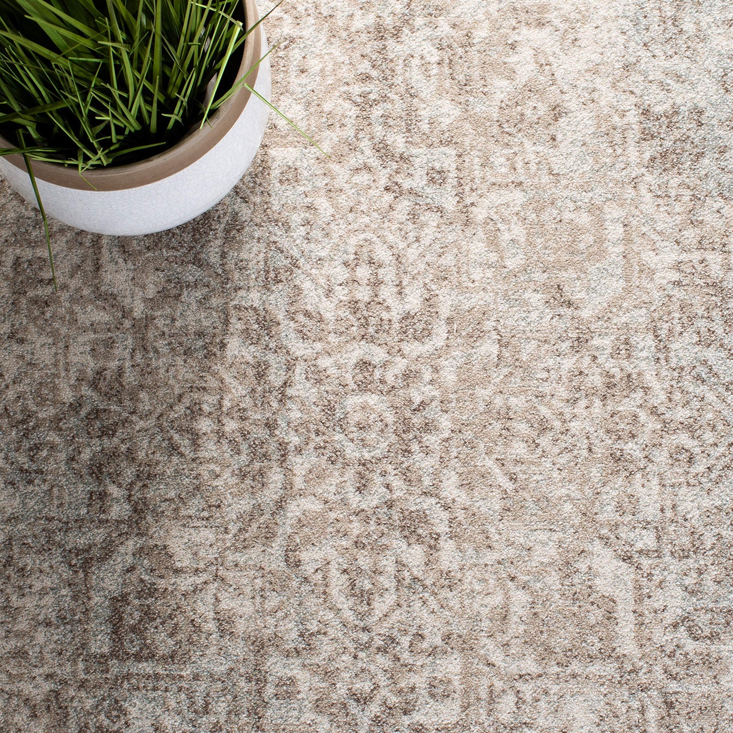 SAFAVIEH Area Rug 3x5 - Evoke Collection - Ivory & Taupe, Distressed Design, Non-Shedding & Easy to Clean, Ideal for Foyer, Bedroom, Accent Space (EVK256E)
