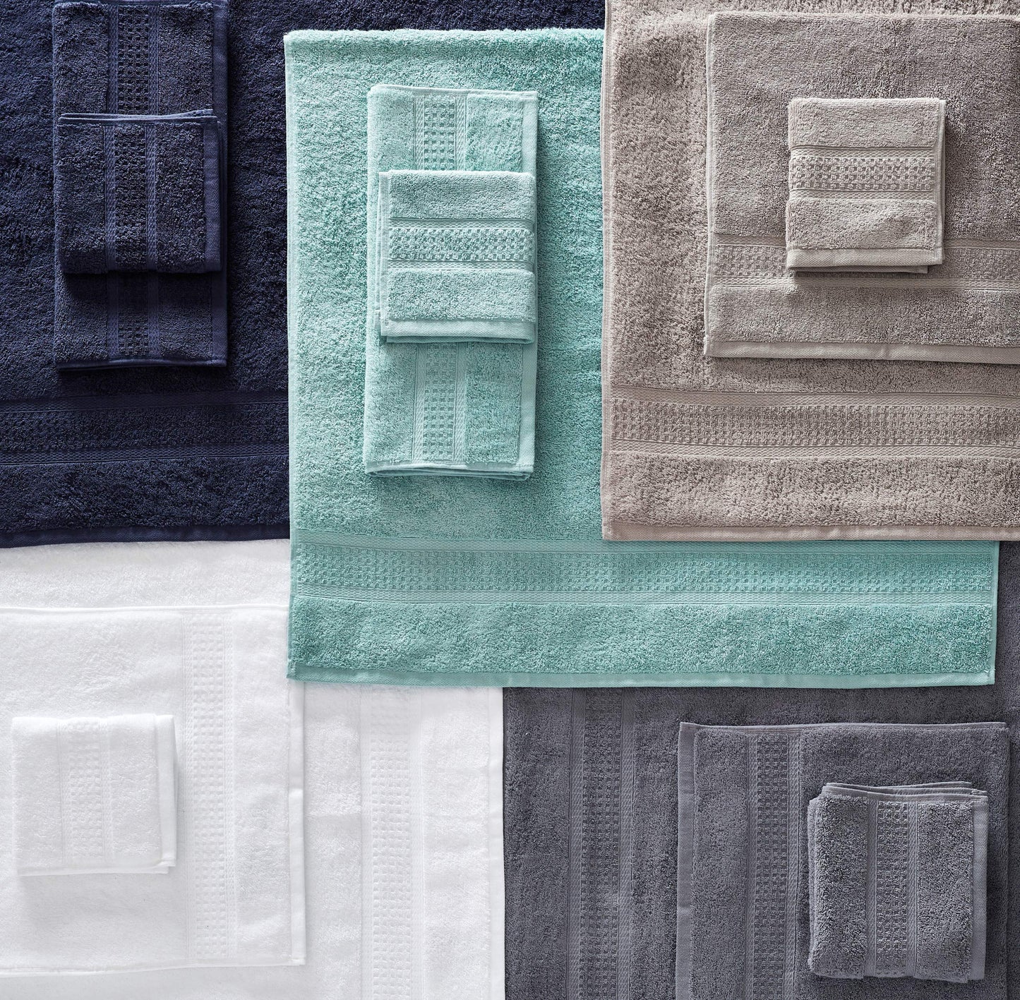 Nautica - Bath Towels, Highly Absorbent & Fade Resistant Bathroom Essentials, Oeko-Tex Certified (Oceane Navy, 6-Piece)