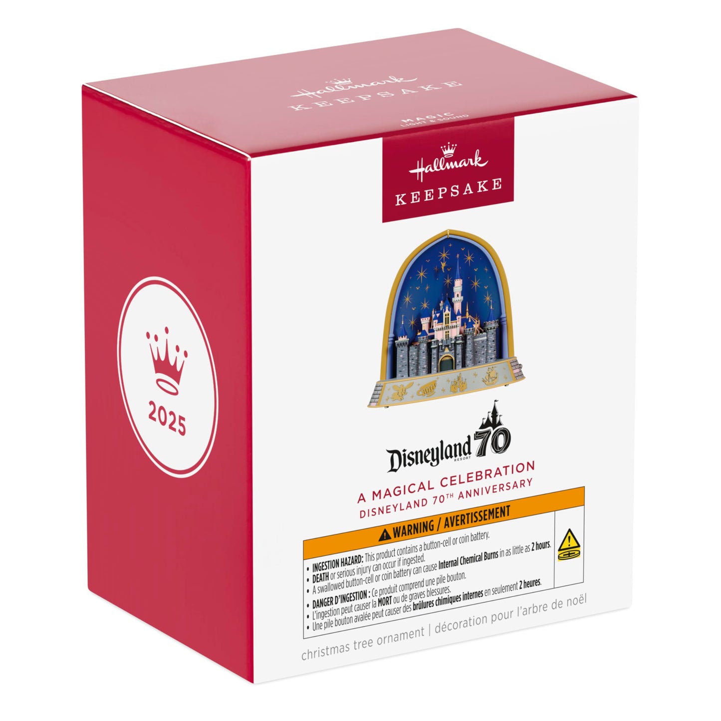 Hallmark Keepsake Disney Christmas Ornament, Disneyland 70th Anniversary A Magical Celebration Musical with Light, Gifts for Disney Fans