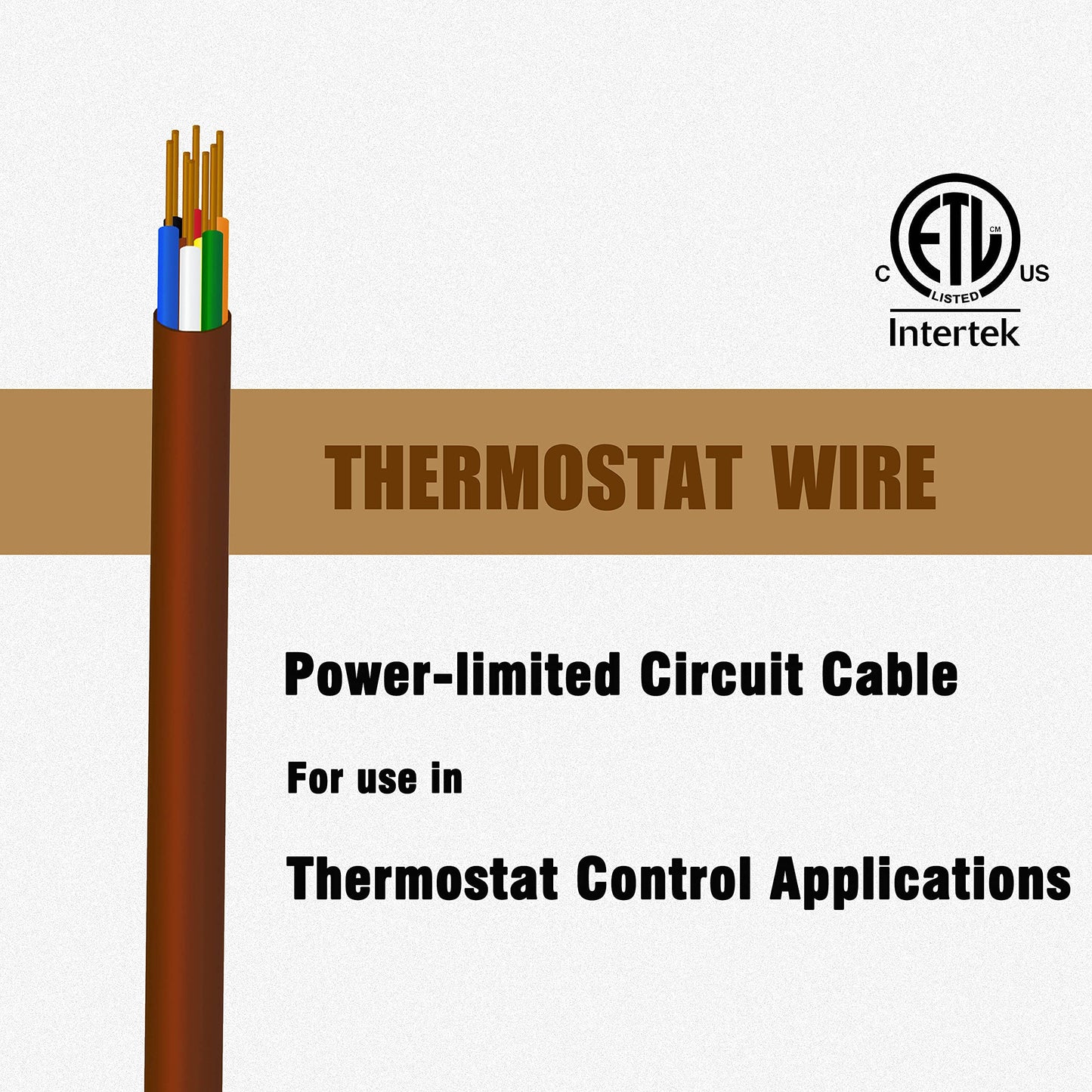 Cableague Thermostat Copper Wire (18-8 Brown, 100Feet)