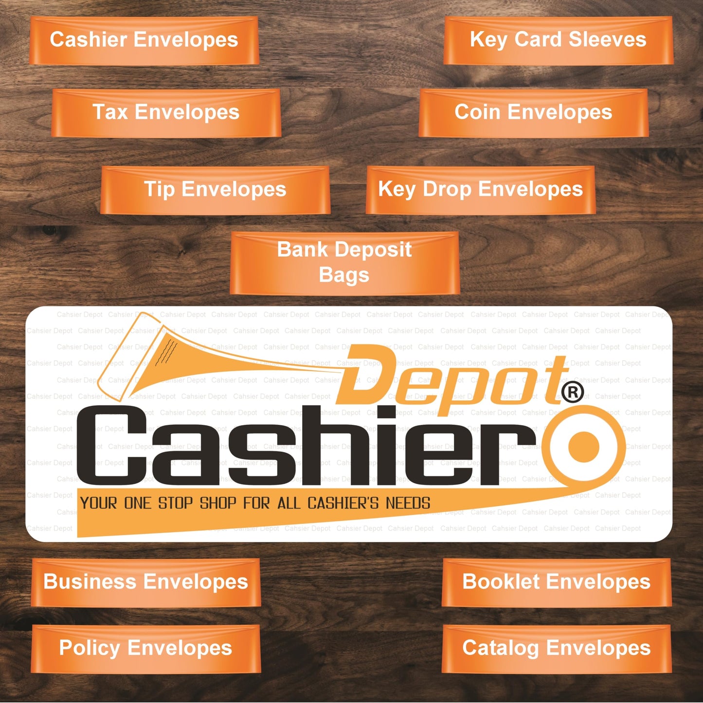 100 Cashier Depot Tamper Evident Bank Deposit Bags, 10" x 15" Clear, Twin Pockets, Serialized Numbering, Barcode, Press & Seal Void Closure Tape