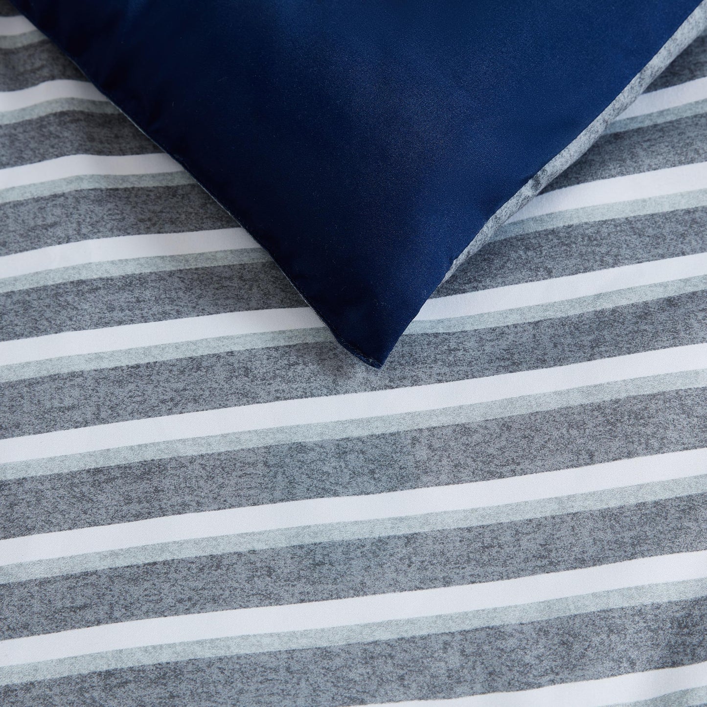 Nautica - Twin/Twin XL Comforter Set, Ultra-Soft Brushed Microfiber Bedding with Matching Sham, Reversible Blue Stripe Design, Medium Weight for Year-Round Comfort (Heathered Block Blue)