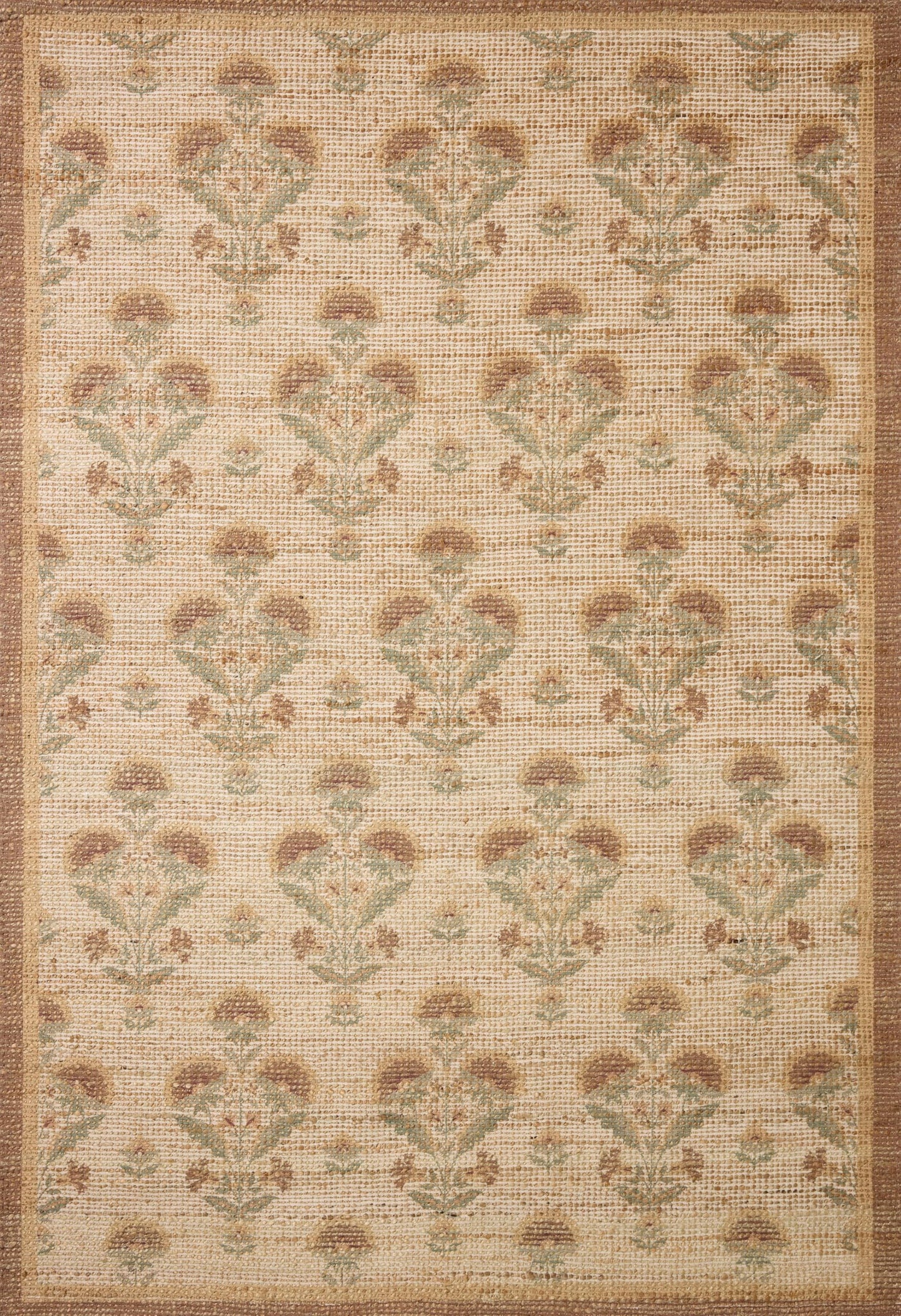 Loloi Chris Loves Julia Rue Collection RUE-01 Wheat/Sage 2'-3" x 3'-9" Accent Rug Jute Neutral Floral Living Room Bedroom Rug
