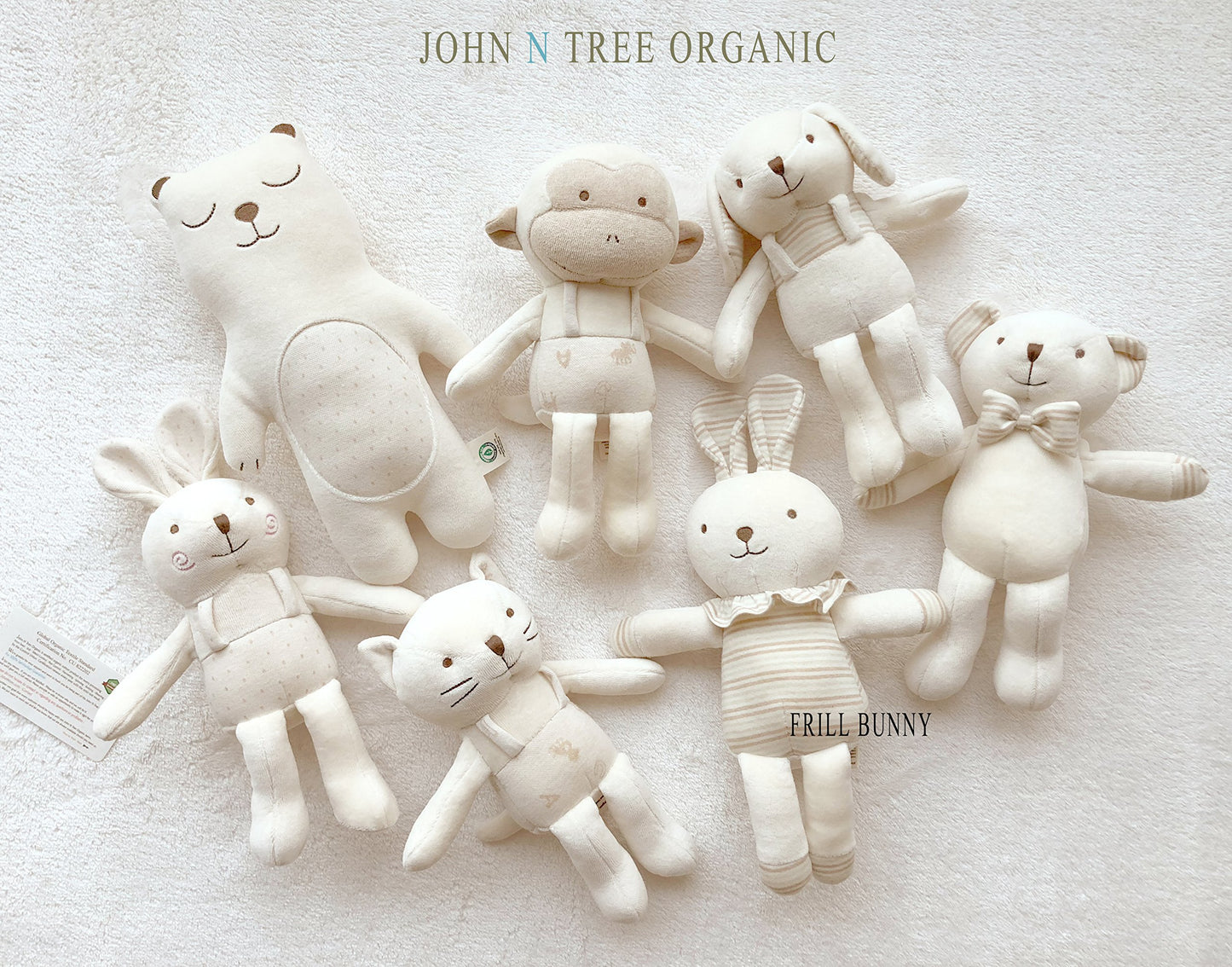 Organic Cotton Baby First Doll (No Dyeing Natural Organic Cotton) ... (Lovely Lace Rabbit 11 inches)