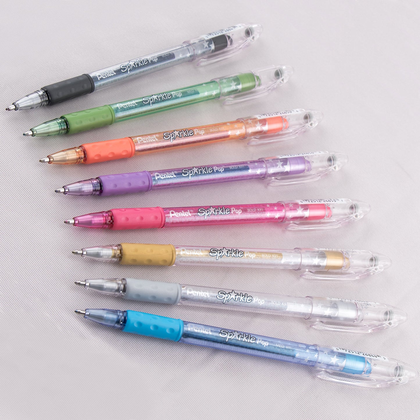 Pentel Sparkle Pop Iridescent Gel Pens, (1.0mm) Bold Lines, Assorted Ink (A/C/D/F/P/V/x/Z) 36-PK Canister (K91PC36M)