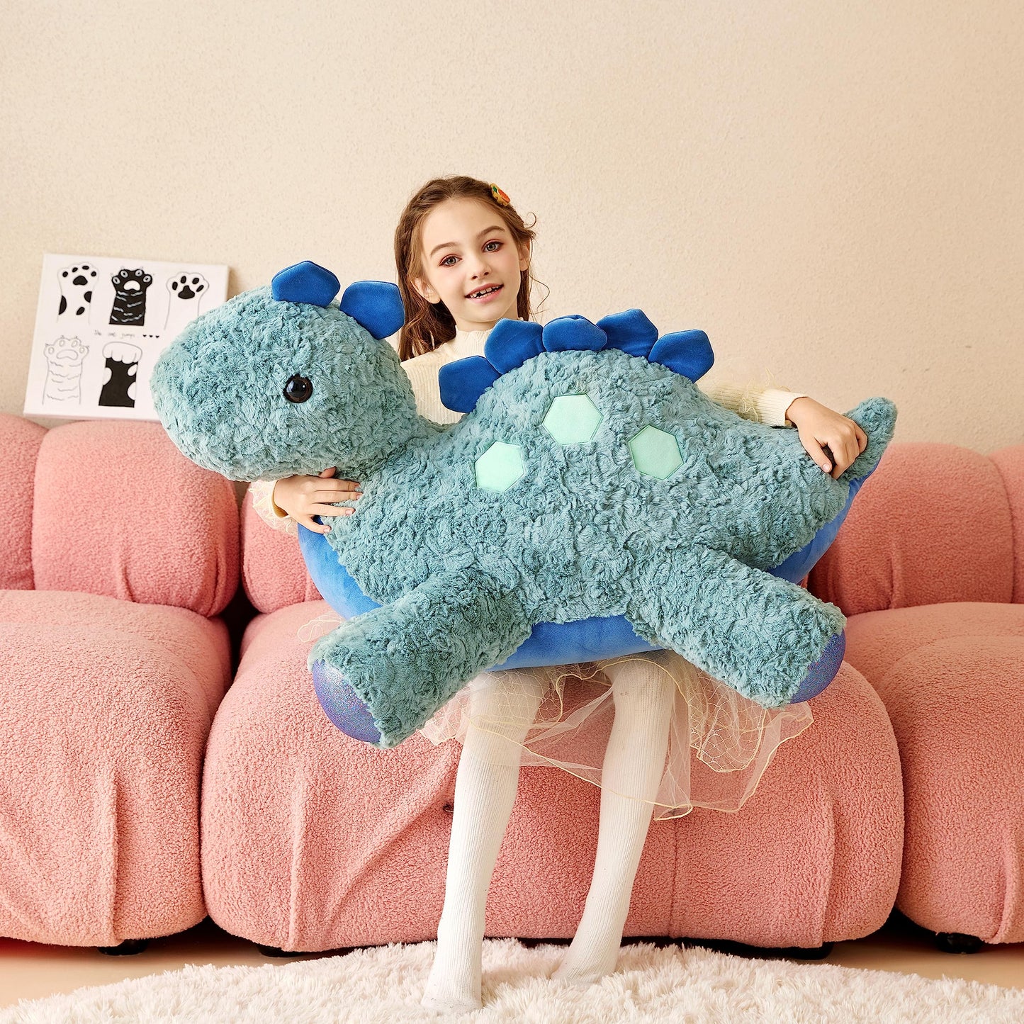 Tumyay IKASA Large Stegosaurus Dinosaur Cuddly Toy, Giant Soft Toy, 78 cm Large Plush Toy, Giant Jumbo Plush Toy, Gift for Children