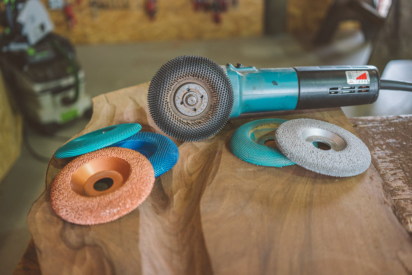 Kutzall Extreme Shaping Dish - Medium, 4-1⁄2" (114.3mm) Dia. X 7⁄8" (22.2mm) Bore - Woodworking Angle Grinder Attachment for DeWalt, Bosch, Milwaukee. Abrasive Tungsten Carbide, DW412X70