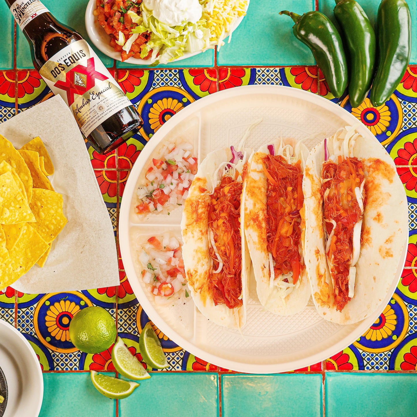 Large Disposable Taco Plates with Room for Sides, Biodegradable Cornstarch, Fits 6-8 Inch Soft or Hard Tortillas, Perfect for Taco Tuesdays, Party, Night, Bar, and Fiesta, Microwave Safe – 60 Pack