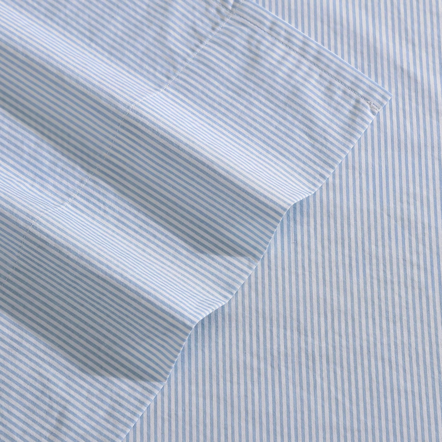 Nautica – Full Size Sheet Set, Crisp Cotton Percale Bedding with Matching Pillowcases, Lightweight & Breathable Bed Sheets, Deep Pocket, College Dorm Room Essentials (Penny Pinstripe Blue)
