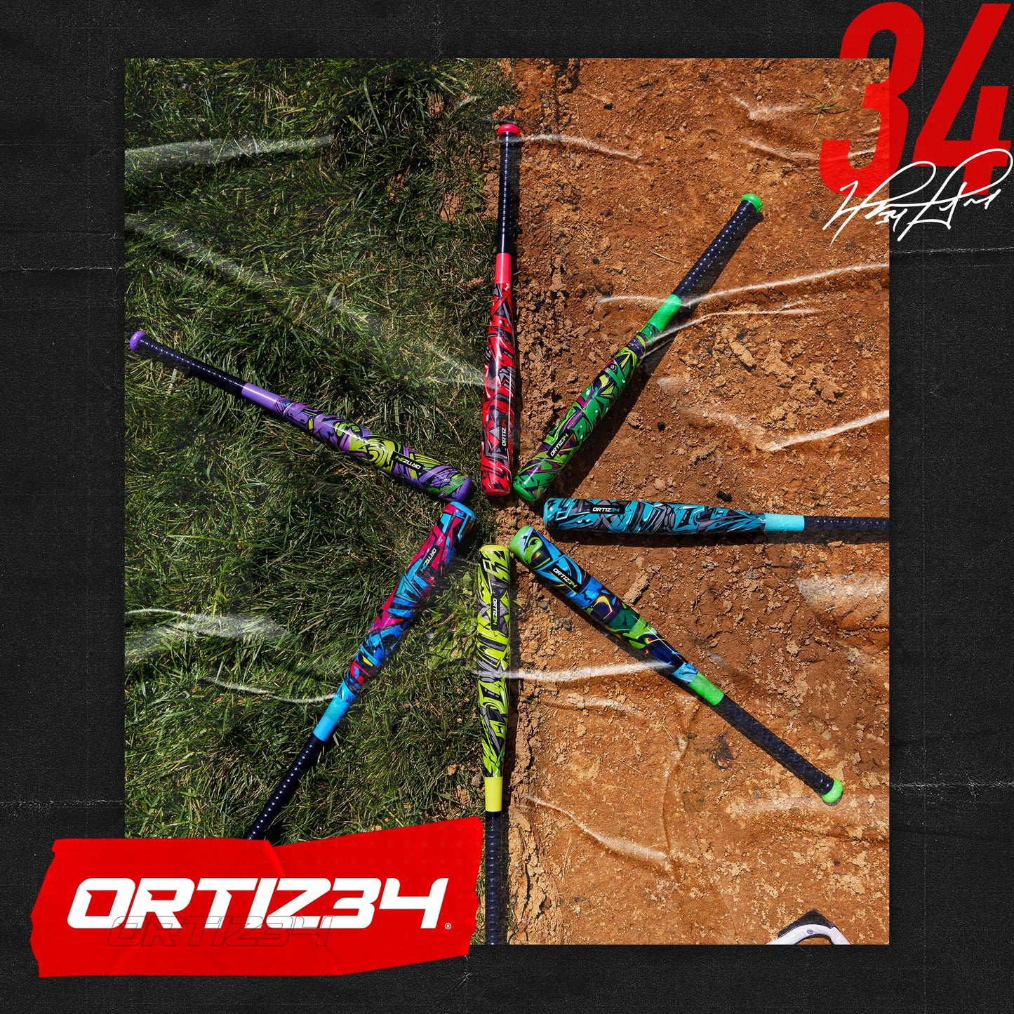 Ortiz34 Grand Slam Set- Graffiti Plastic Bat, 3 Balls, 4 Throw Down Bases