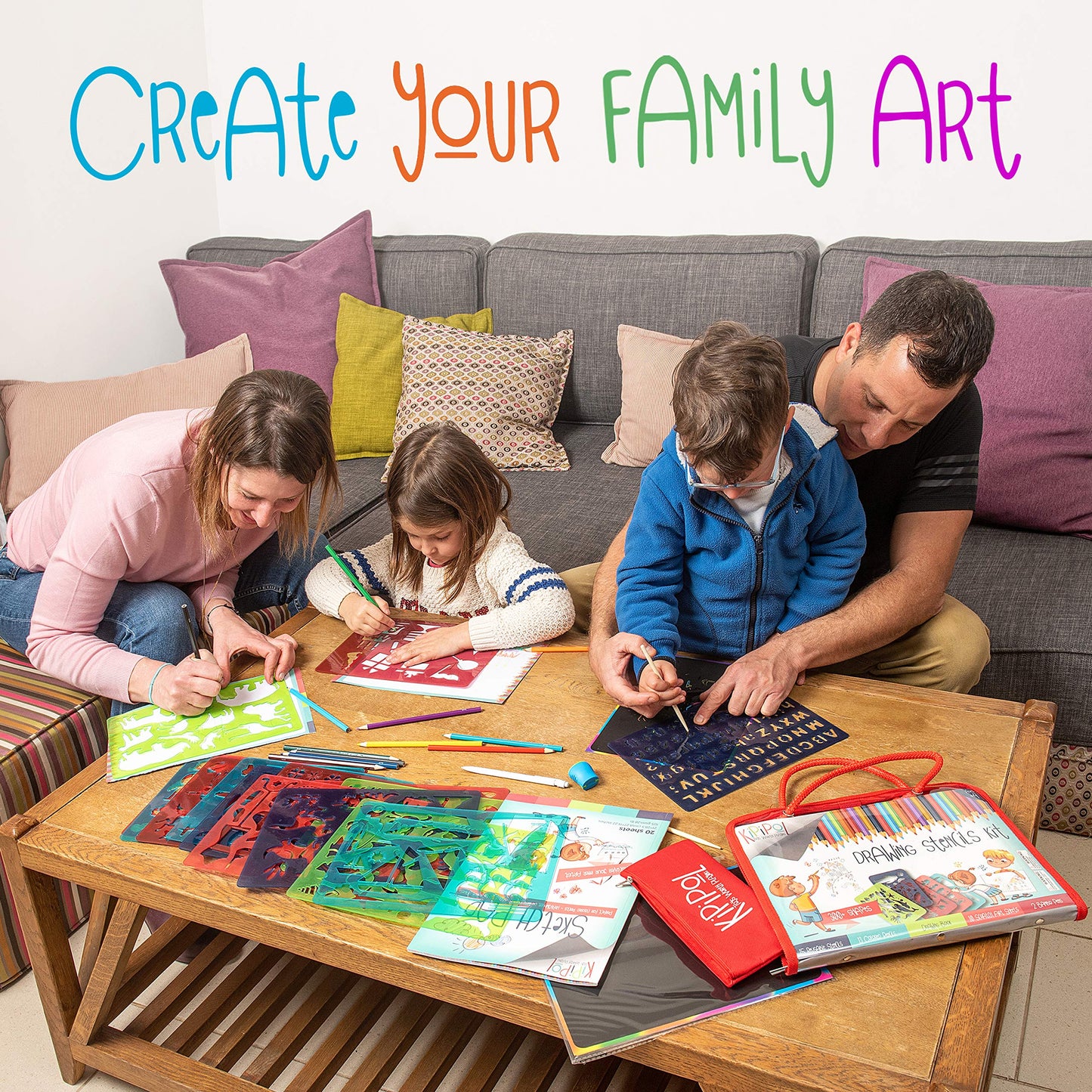 Kipipol - 63 Drawing Stencils for Kids Ages 4-8-8 and Up - Arts & Crafts for Girls & Boys - Drawing Kit for Kids - Arts Set - 15 Art Stencils, 260+