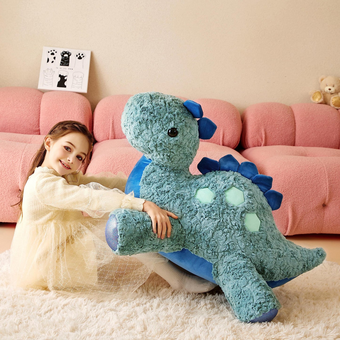 Tumyay IKASA Large Stegosaurus Dinosaur Cuddly Toy, Giant Soft Toy, 78 cm Large Plush Toy, Giant Jumbo Plush Toy, Gift for Children