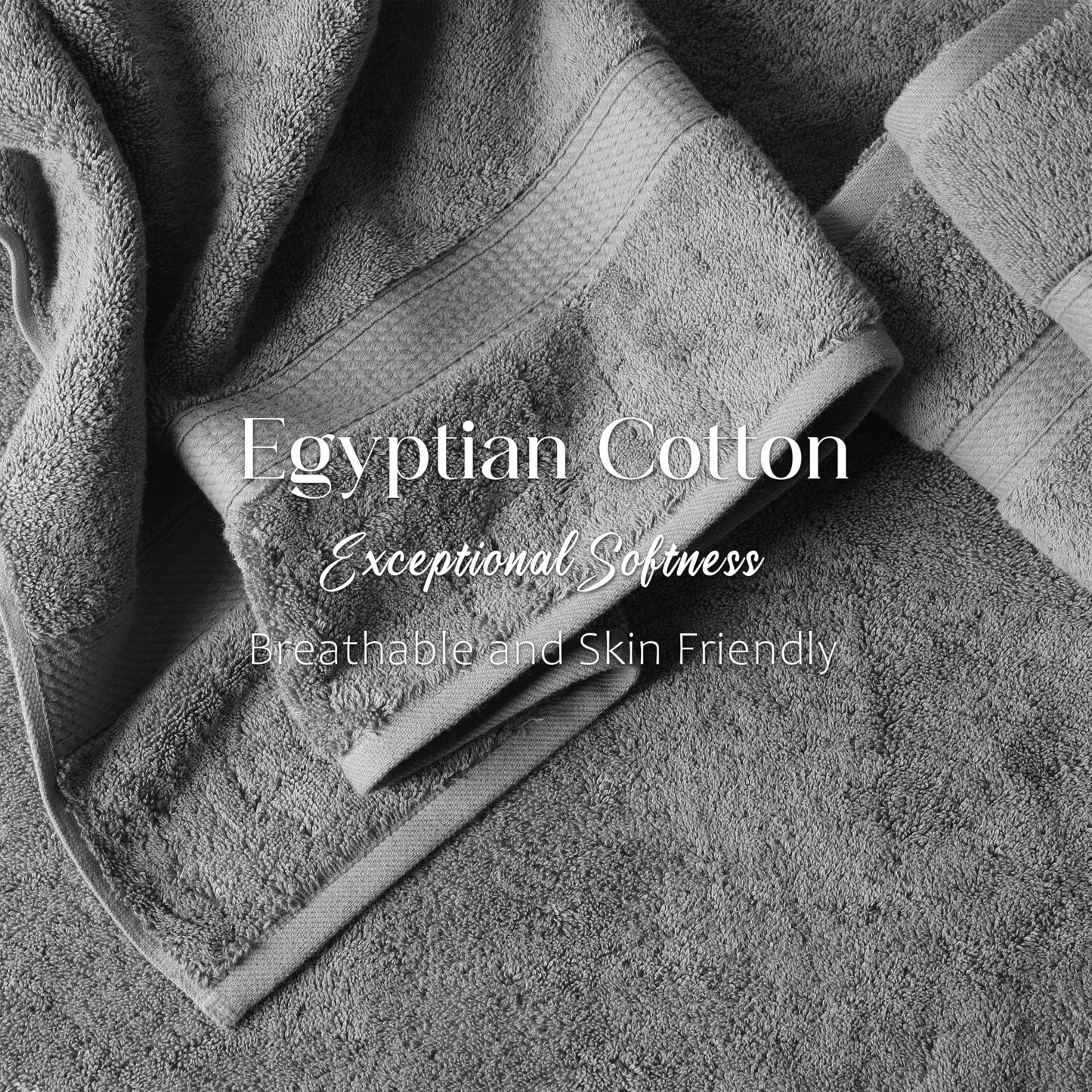 Superior Egyptian Cotton Pile Bath Towel Set of 2, Ultra Soft Luxury Towels, Thick Plush Essentials, Absorbent Heavyweight, Guest Bath, Hotel, Spa, Home Bathroom, Shower Basics, Charcoal