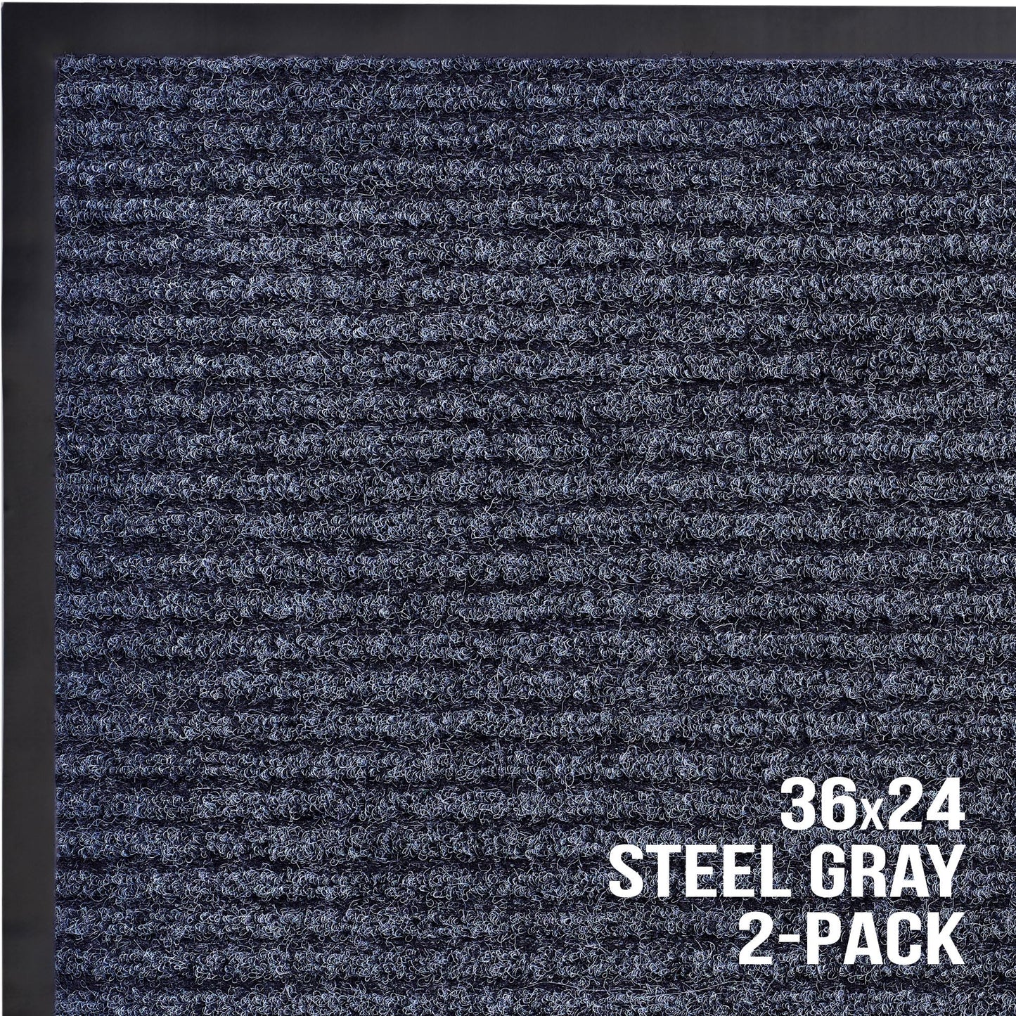 Sierra Concepts Front Door Mat Welcome Floor Mats - Entryway Indoor Outdoor Entrance Doormat, Patio, Porch, Muddy Shoe, Inside Outside Low Profile, 36x24 inches, 2-Pack Gray