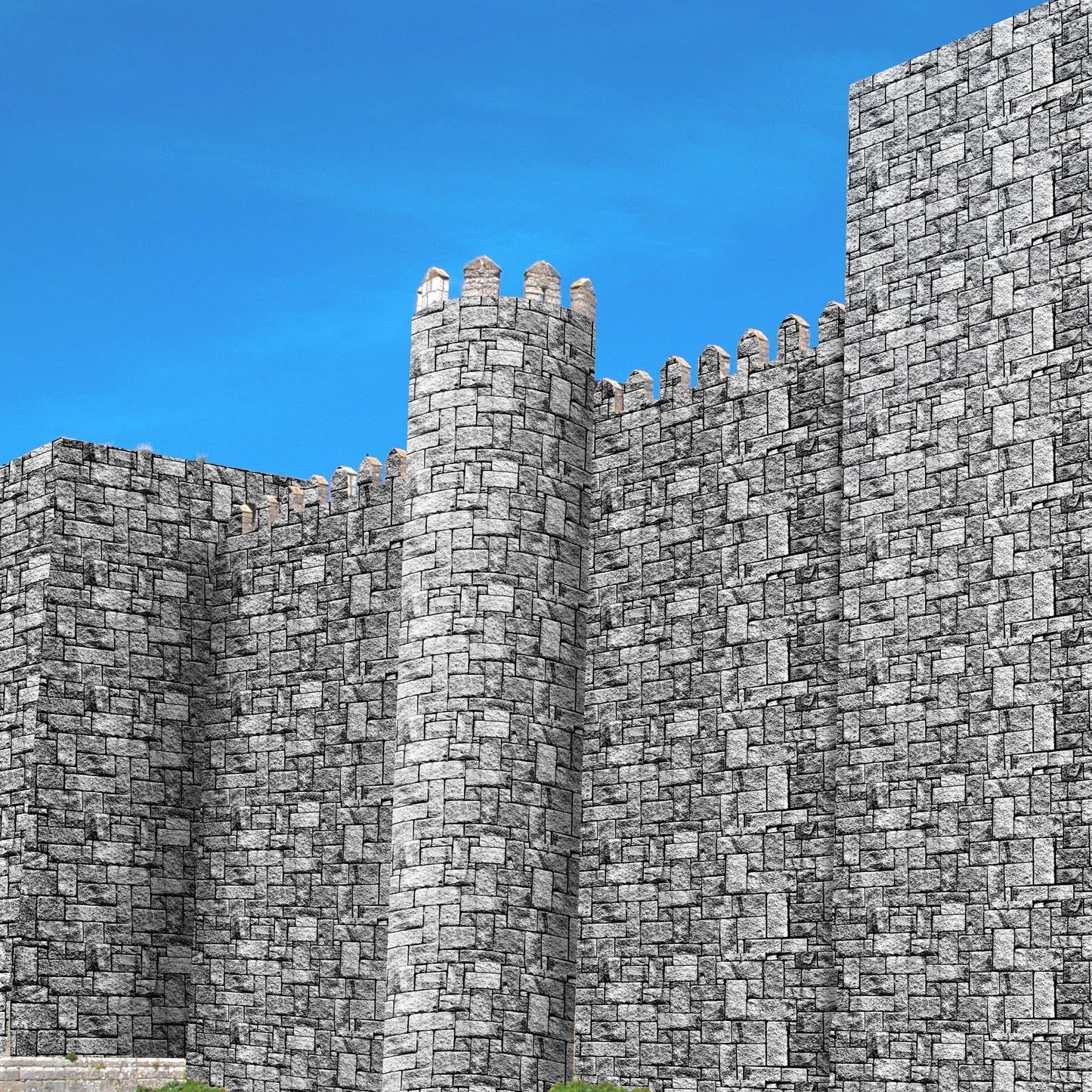 Kochorie 100 Ft X 54 Inch Stone Wall Tablecloth Roll with Cutter Box Disposable Plastic Stone Table Cover Medieval Stone Brick Table Cloth Dirt Floor Wall Backdrops for Farm Wedding Birthday Party