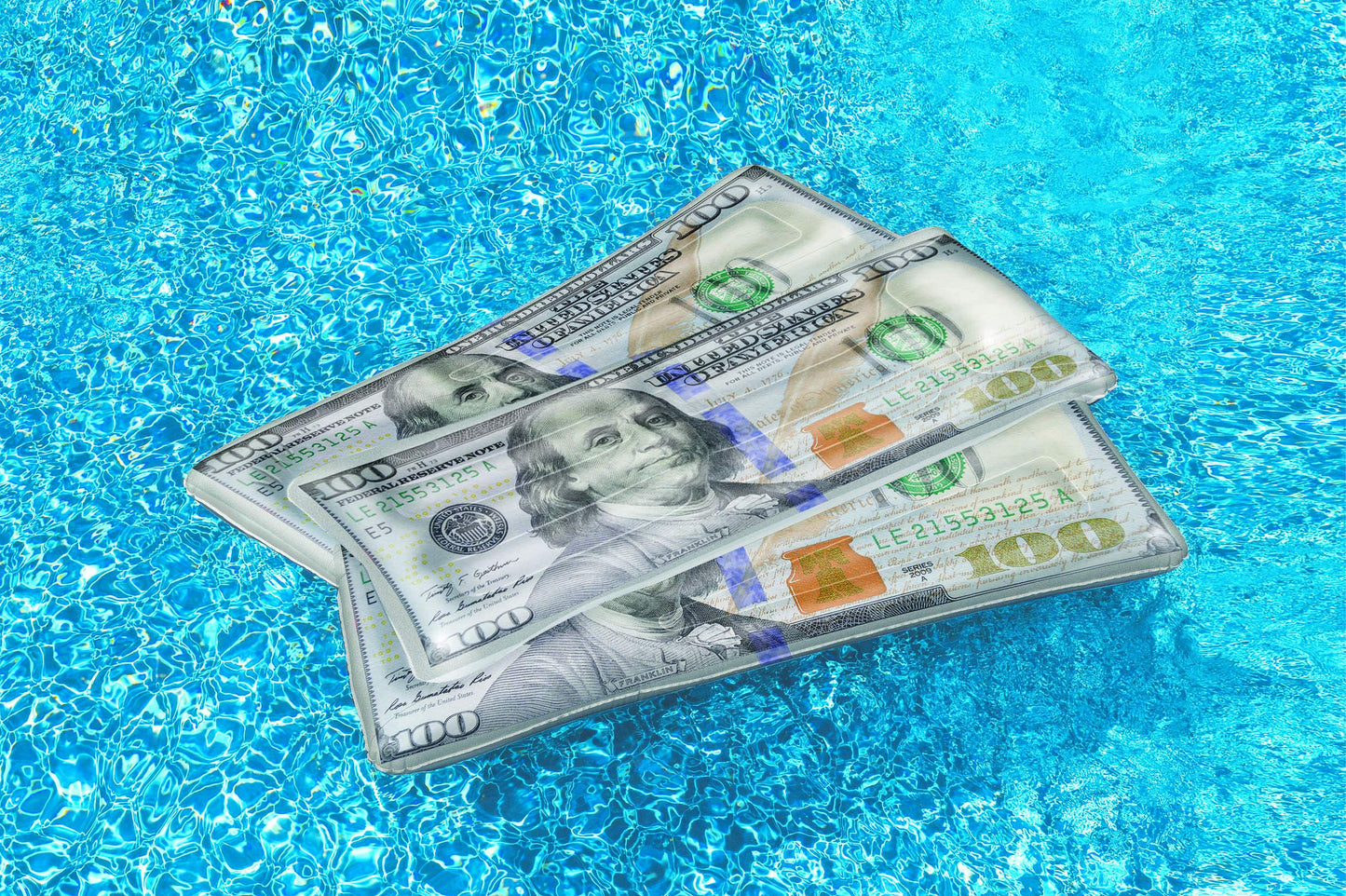 SWIMLINE Inflatable Swimming Pool Float Lounger Raft Mattress, Fun Mat, Ben Franklin Cool Cash, Grey