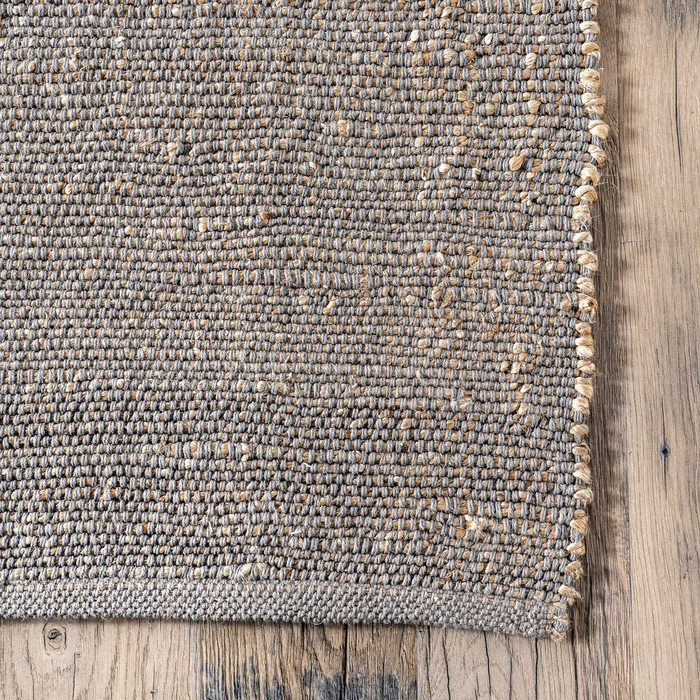Nuloom Elfriede Handmade, Grey/Ivory, 2'6" x 6', Jute & Cotton, Textured and Earthy, High Traffic, Stain Resistant, Easy Clean, Durable Area Rug for Bedroom, Living Room, Dining, Entryway