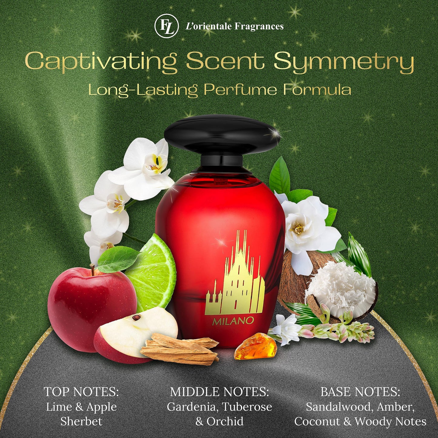 L'Orientale Fragrances Night De Paris Milano 100ml / 3.3oz - Oil-Based Perfumes for Women & Men, Unisex Amber Floral Eau de Parfum - Long-Lasting Up to 24 Hours, Ideal for All Seasons