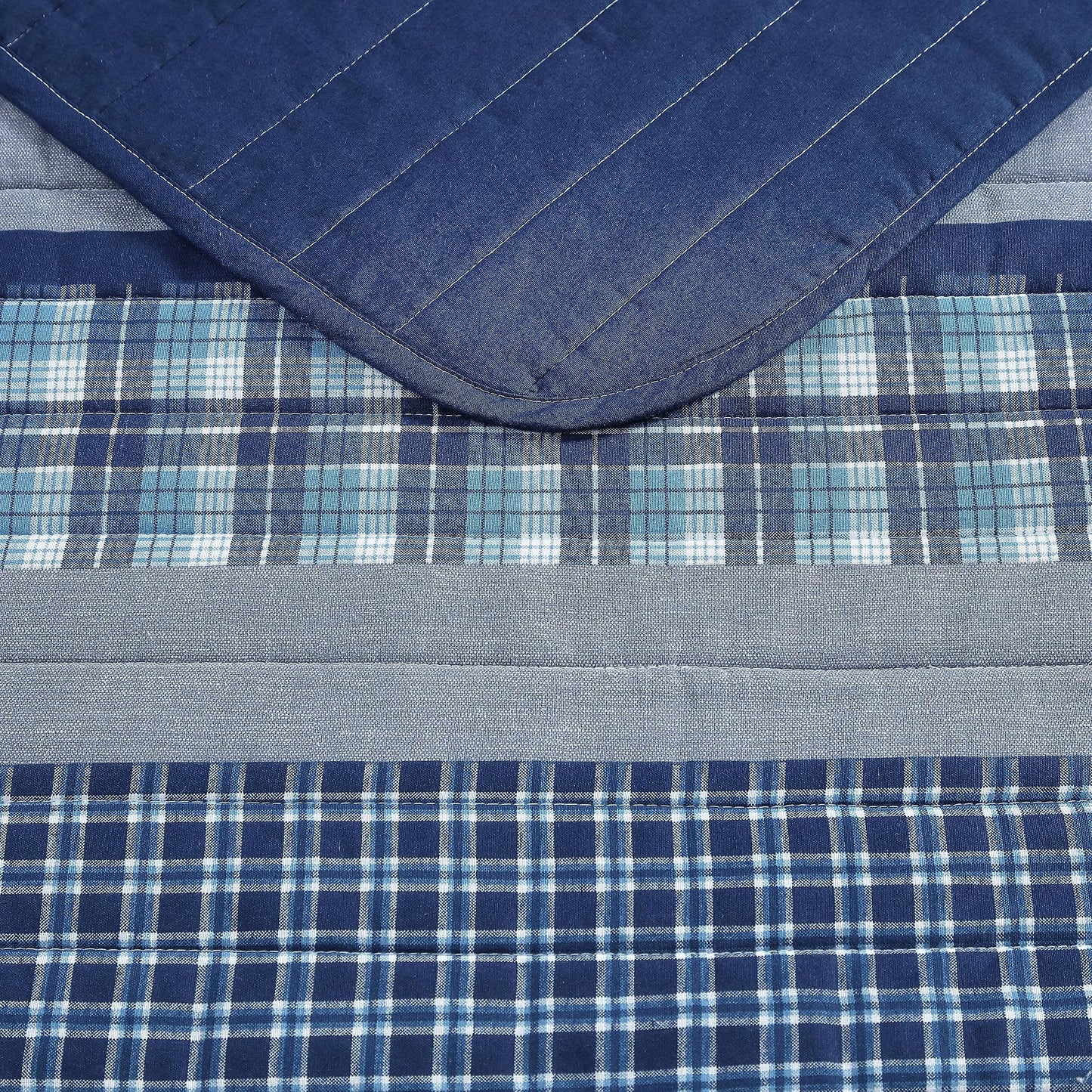 Nautica- Twin Quilt Set, Cotton Reversible Bedding Set (Addison Blue, Twin)